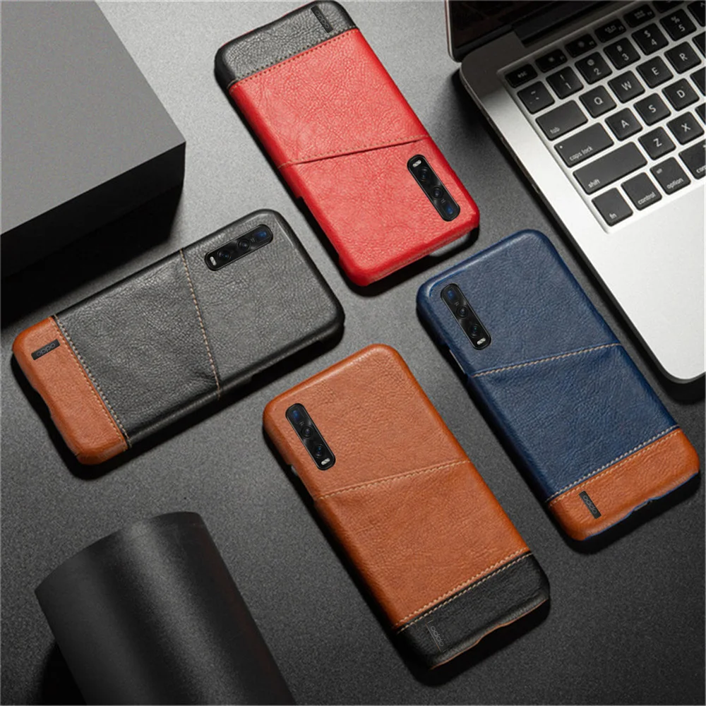 Para OPPO Find X2 Pro Neo Lite X2 x2pro Funda Capa Coque para OPPO Find X2 Pro Funda con ranura para tarjetas empalme mixto Funda de cuero PU
