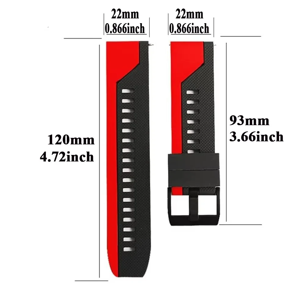 Pulsera de silicona de 22mm de ancho, correa de repuesto para reloj inteligente, accesorio para reloj, correa deportiva suave y transpirable, pulsera de moda - imagen 2