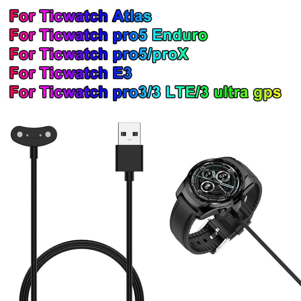 Cable de carga USB cargador magnético para Ticwatch Atlas / Pro 5/ Pro X/ Pro 3 Ultra GPS/ Pro 3 GPS/ E3 reemplazo Pro3 Pro5 ProX