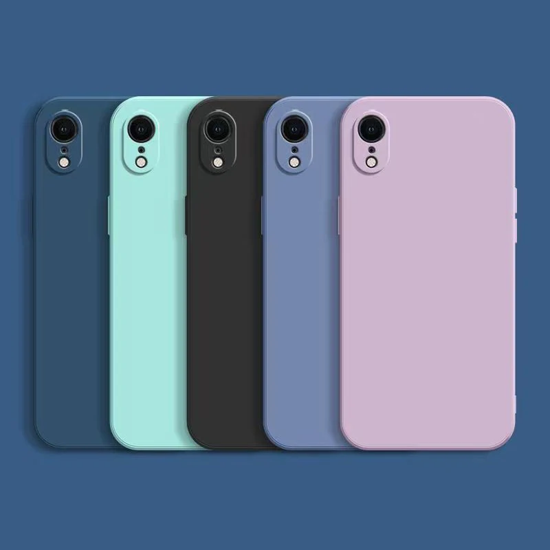 Funda de silicona líquida cuadrada de lujo para iPhone XR, funda protectora para iPhone XS Max, funda protectora para cámara de iphone X R XS Max