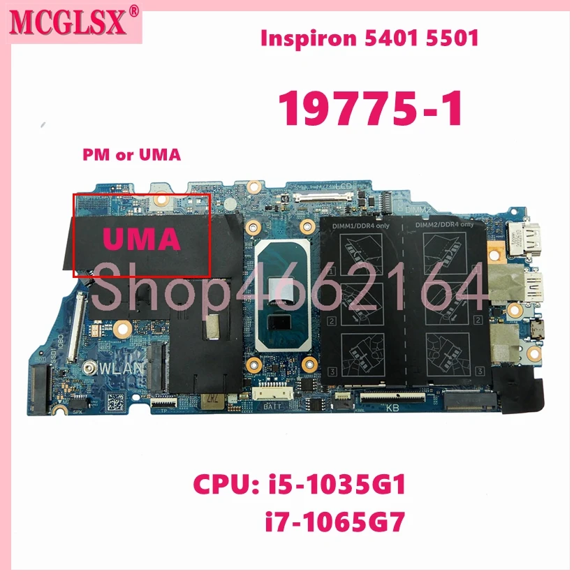 19775-1 con i3 i5 i7-10th Gen CPU UMA/V2G placa base para ordenador portátil para Dell Inspiron 5401 5501 Vostro 5401 5501 placa base probada OK - imagen 2
