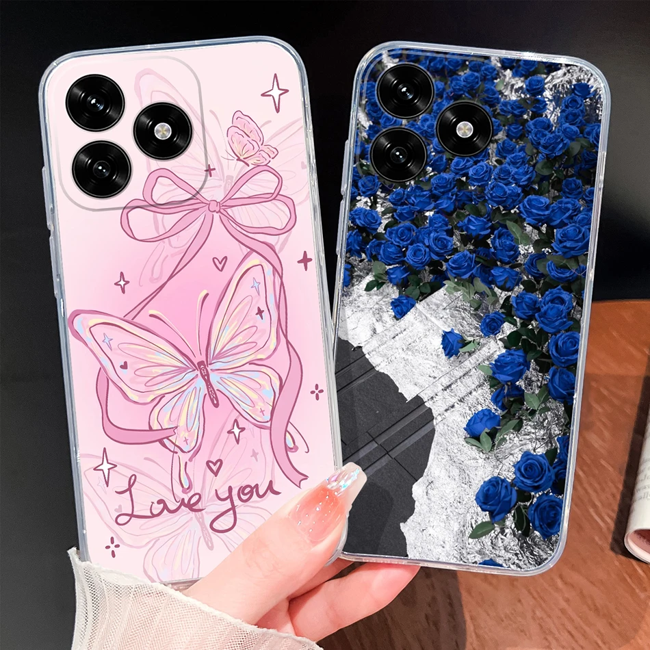 Para Honor X5C Plus Funda con patrones de flores de la suerte Funda de teléfono ligera transparente para Honor X 5C + parachoques de silicona TPU suave y delgado - imagen 2