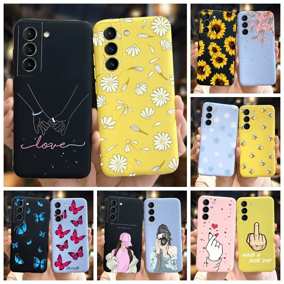 Funda delgada para Samsung Galaxy S22 Ultra, carcasa suave, mariposa, margarita encantadora, S22 Plus, S22Ultra