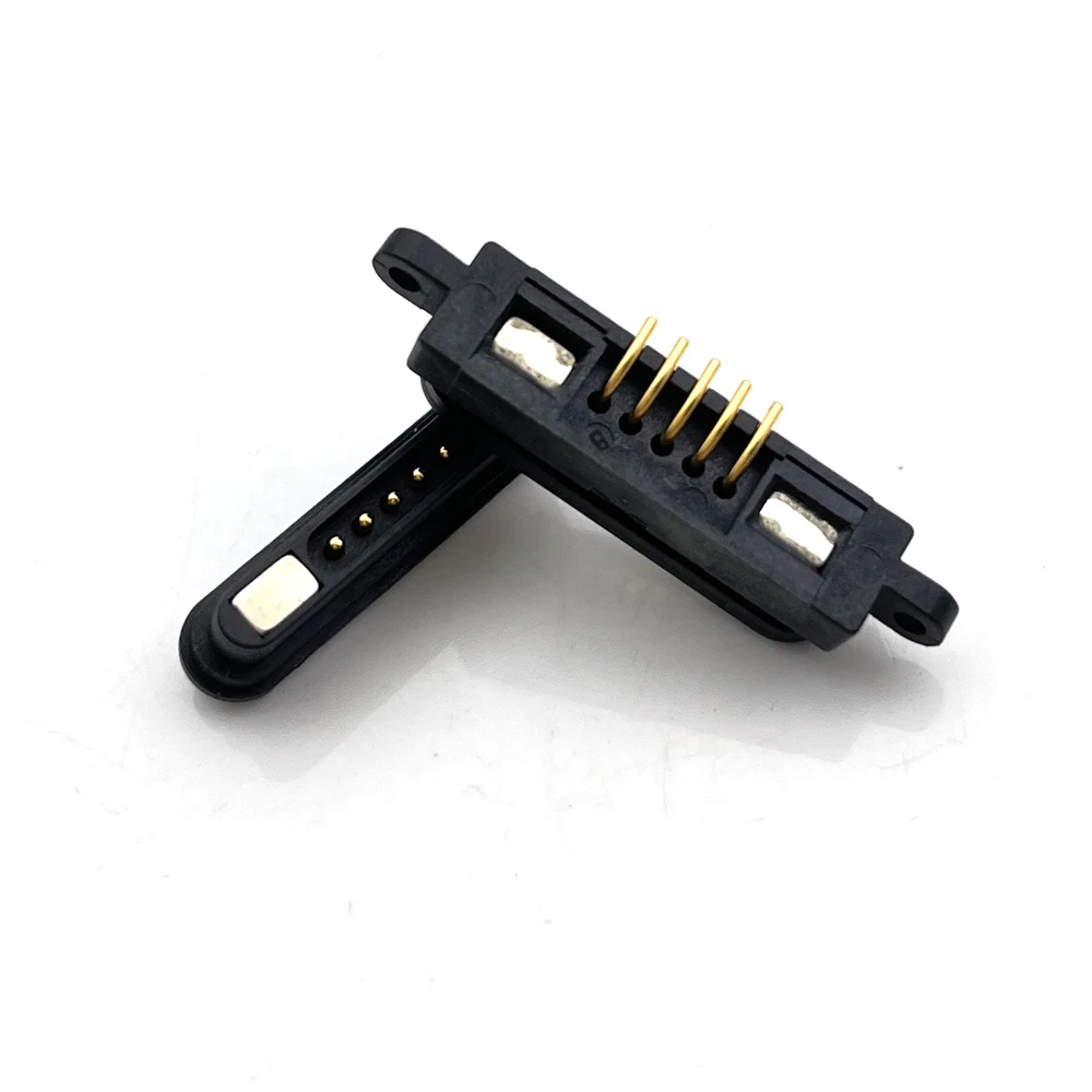 1 par de 5 pines con orejas impermeables 5P conector de clavija Pogo magnético de corriente grande Pogopin macho hembra toma de corriente CC con resorte - imagen 2