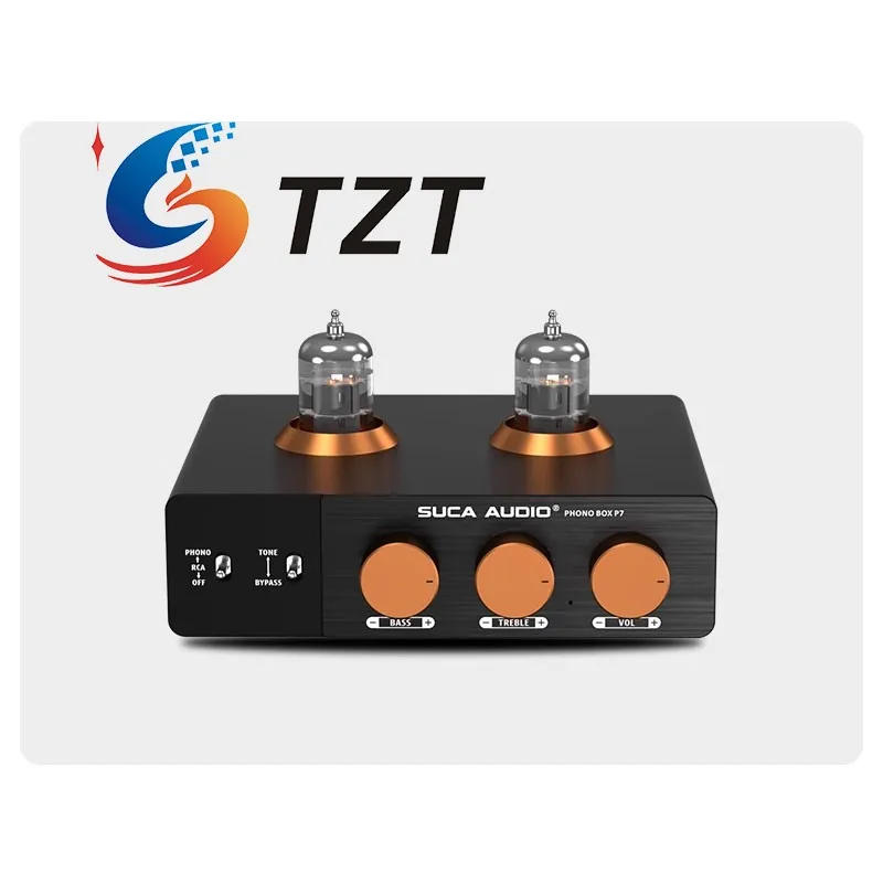 TZT BOX P7 amplificador de micrófono de vinilo HiFi MM Phono + preamplificador de entrada RCA ECC83 amplificador de tubo electrónico - imagen 4
