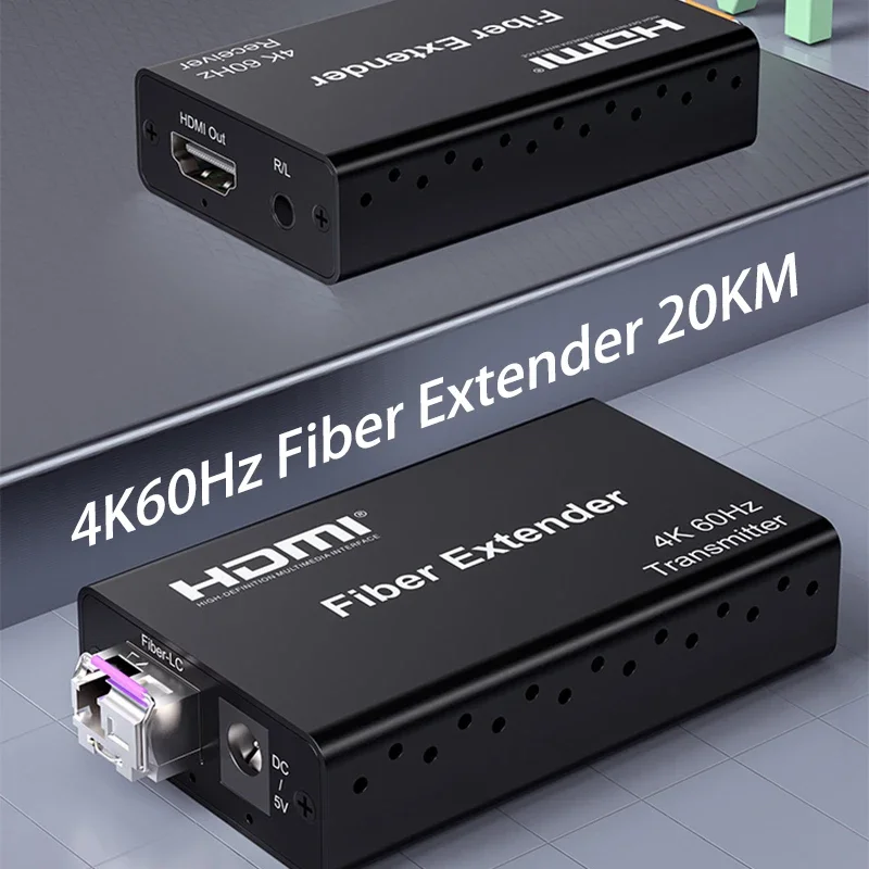 Extensor HDMI 4K 60Hz sobre Cable de fibra óptica LC 20km 4K con Extractor de Audio de 3,5mm HDR10 4:4:4 transmisor y receptor de vídeo - imagen 2