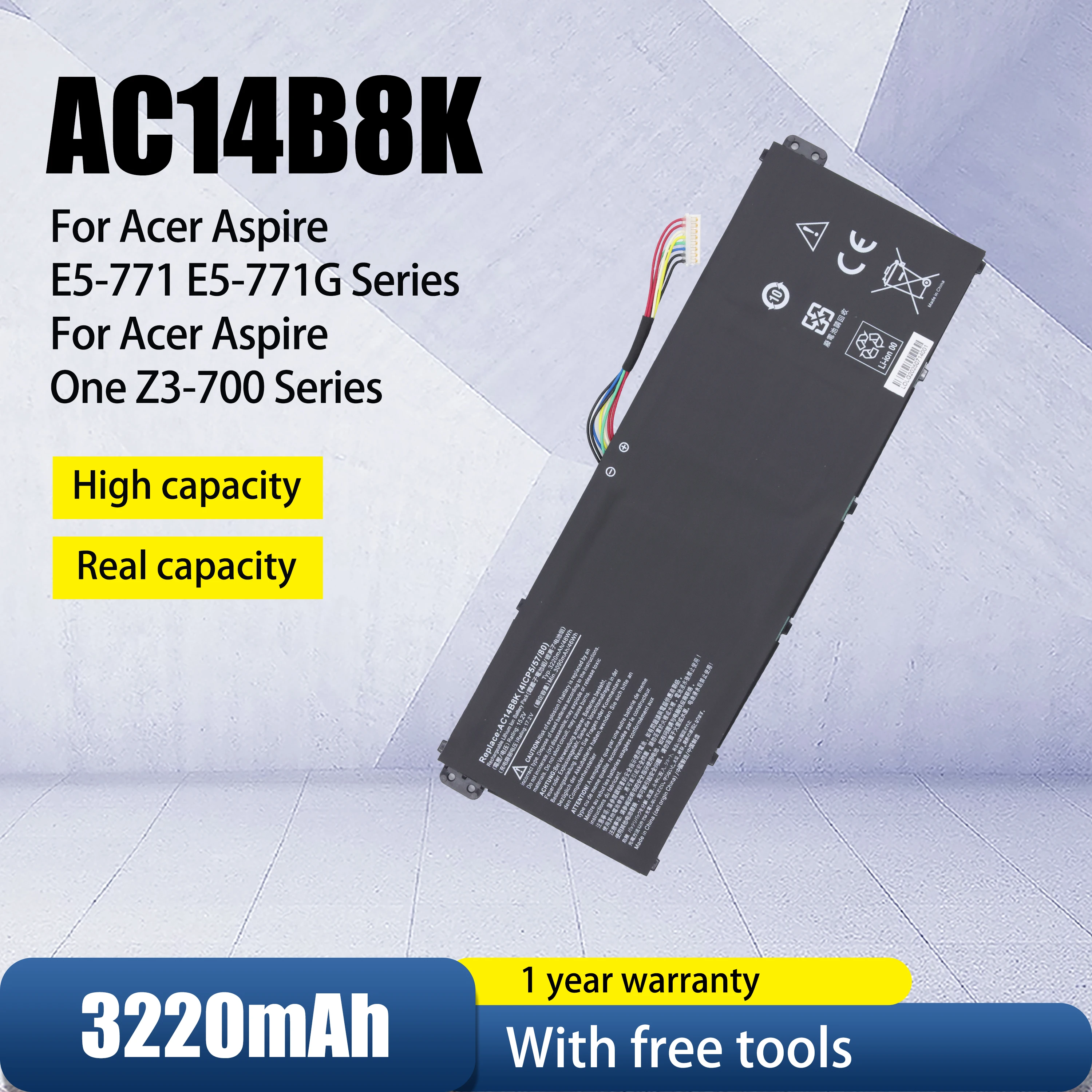 AC14B8K Batería para Acer Nitro 5 AN515-51 AN515-52 AN515-53 Aspire V3-371 V3-111 ES1-111 ES1-512 R3-131T R5-471T R7-371T R7-372T