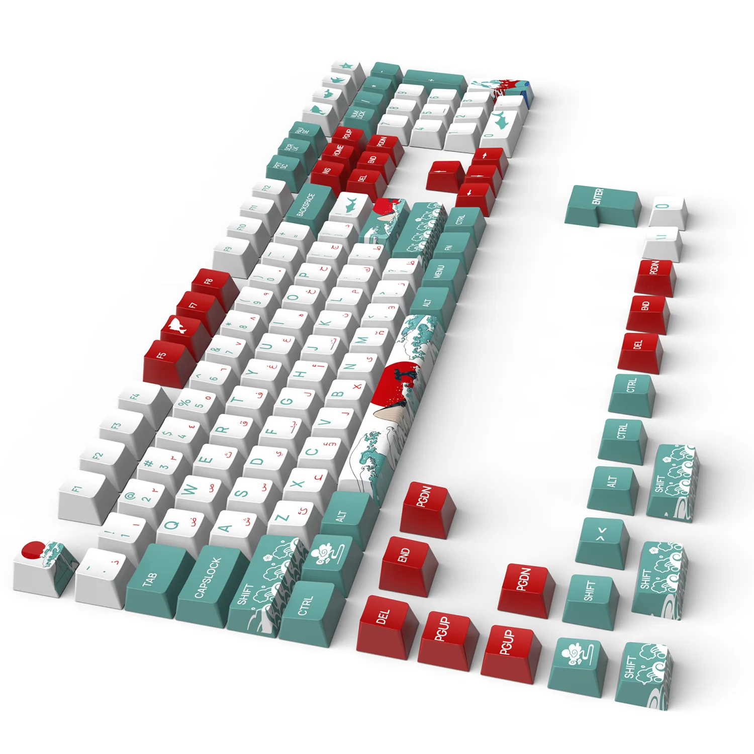 Teclas de sublimación de mar Coral con diseño árabe ruso coreano, teclas de teclado mecánico PBT de altura OEM - imagen 3