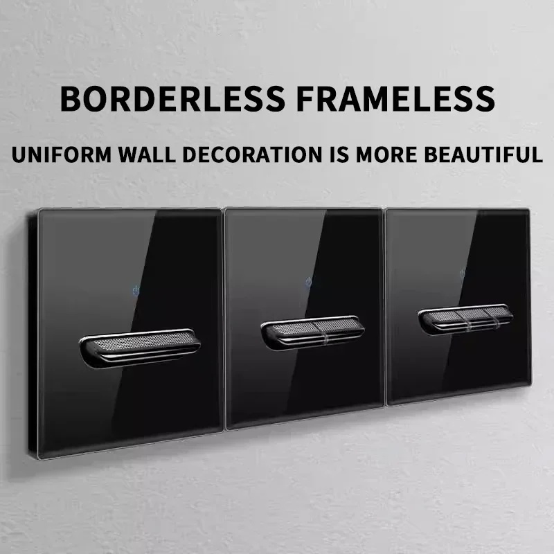 Enchufe de interruptor de vidrio templado estándar francés, europeo, británico, con luz indicadora, autoreinicio, 1, 2, 3, 4 salidas de Panel de pared - imagen 3