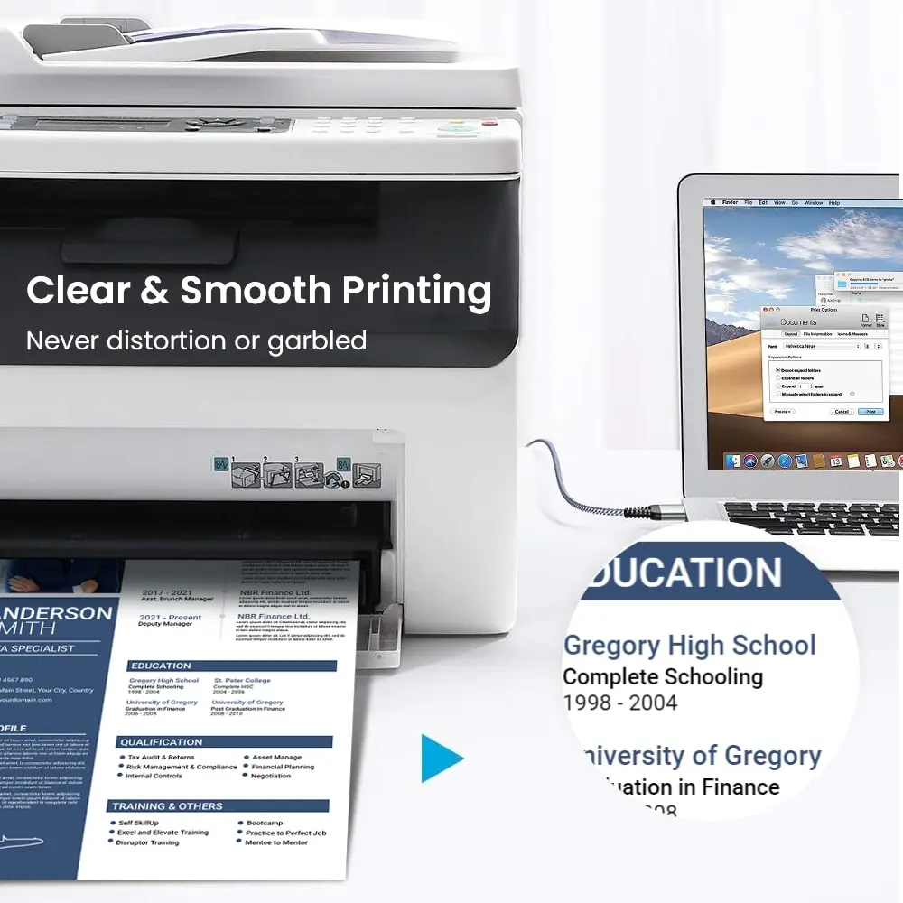 NIERBO USB B a USB C cable de impresora tipo C Cable de nailon trenzado para Yamaha Casio digital piano DJ controlador - imagen 4