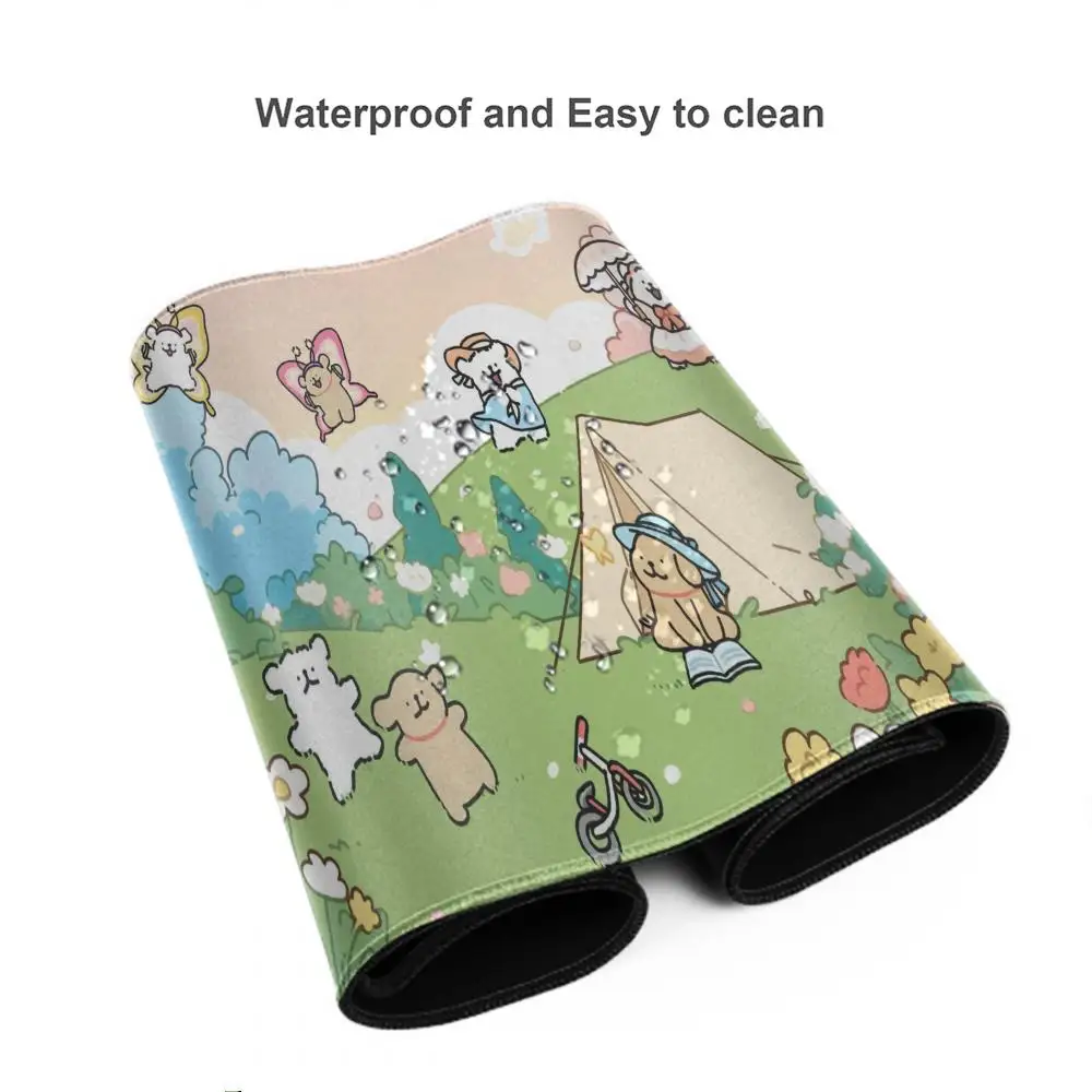 Alfombrillas de ratón maltais de perro de línea de dibujos animados, antideslizantes, Lockedge, para oficina, juegos de estudiantes, gruesas, de escritura grande, cojín para alfombrilla de ratón - imagen 5