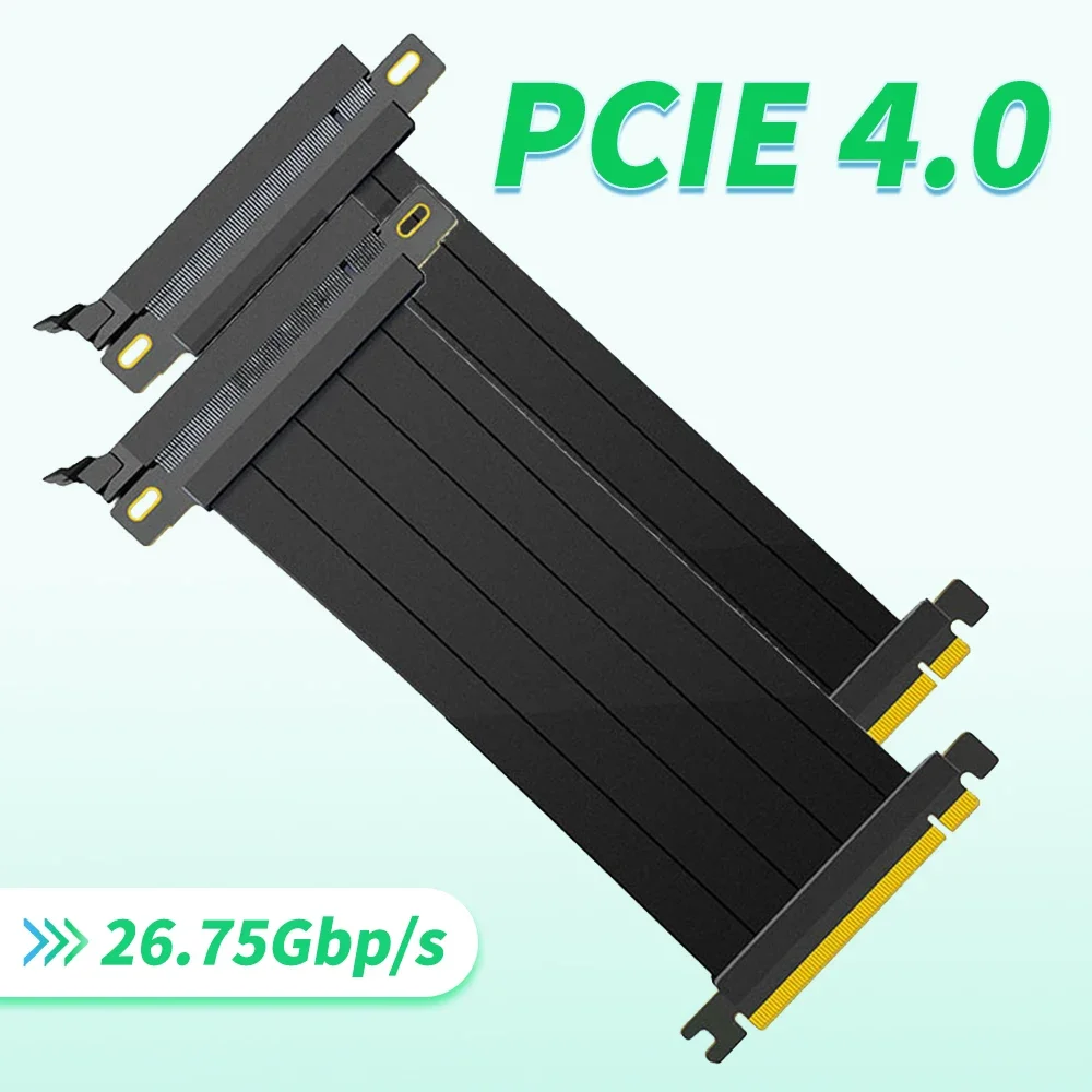 Tarjeta elevadora PCI-e 4,0 X16, Cable de vídeo de extensión blindado de alta velocidad con puerto PCI Express para PC, conector derecho de extensión GPU