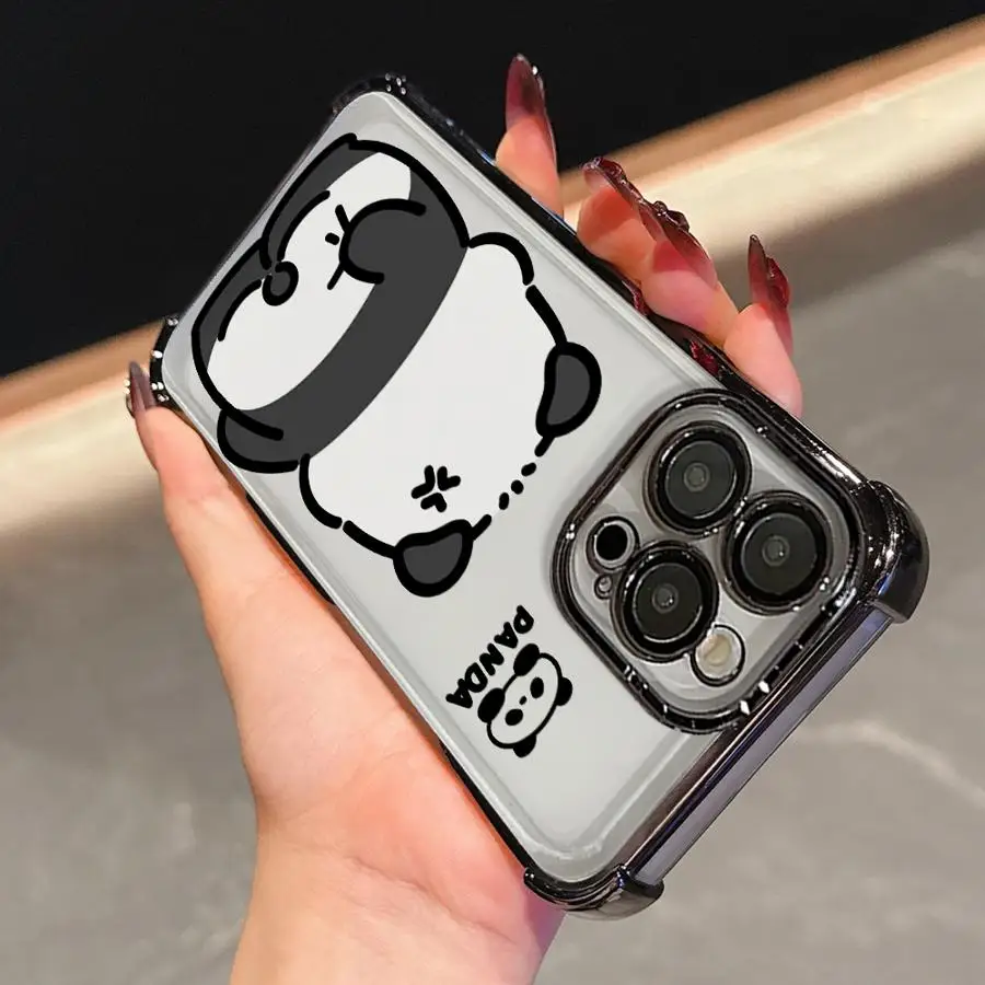 Funda de teléfono de cubierta suave para iPhone 16e 17 Air 16 15 14 Plus 13 12 11 Pro Max Panda divertido - imagen 5