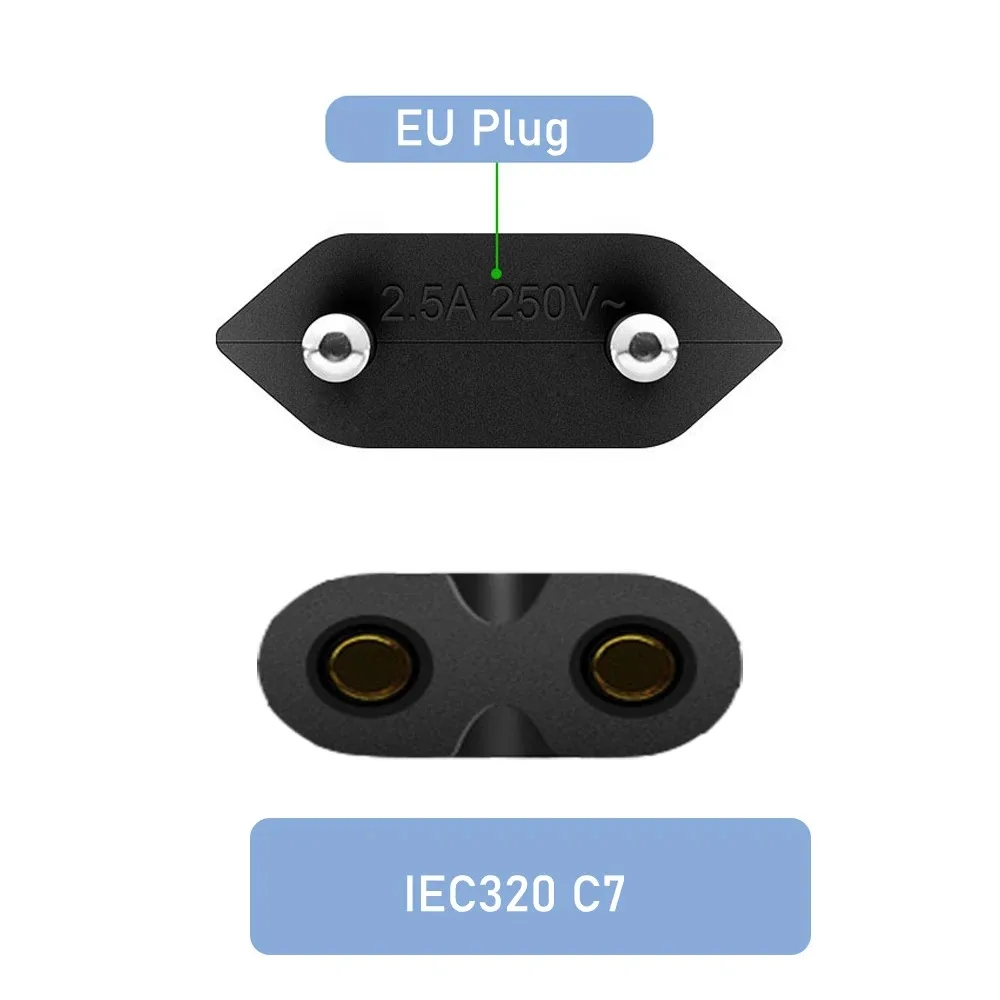 Woopker-cable de alimentación europeo, cable de extensión de alimentación IEC320 C7 de 2 pines para cargador de ordenador portátil Dell, impresora, altavoz de Radio, PS4, XBOX, LG - imagen 5