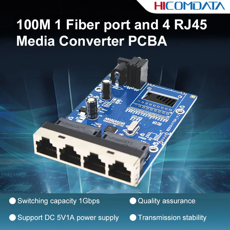 Puerto de fibra de 10/100M, convertidor multimedia 2/4 RJ45, PCB de modo único, 10/100M, 1F2E, 1F4E - imagen 3