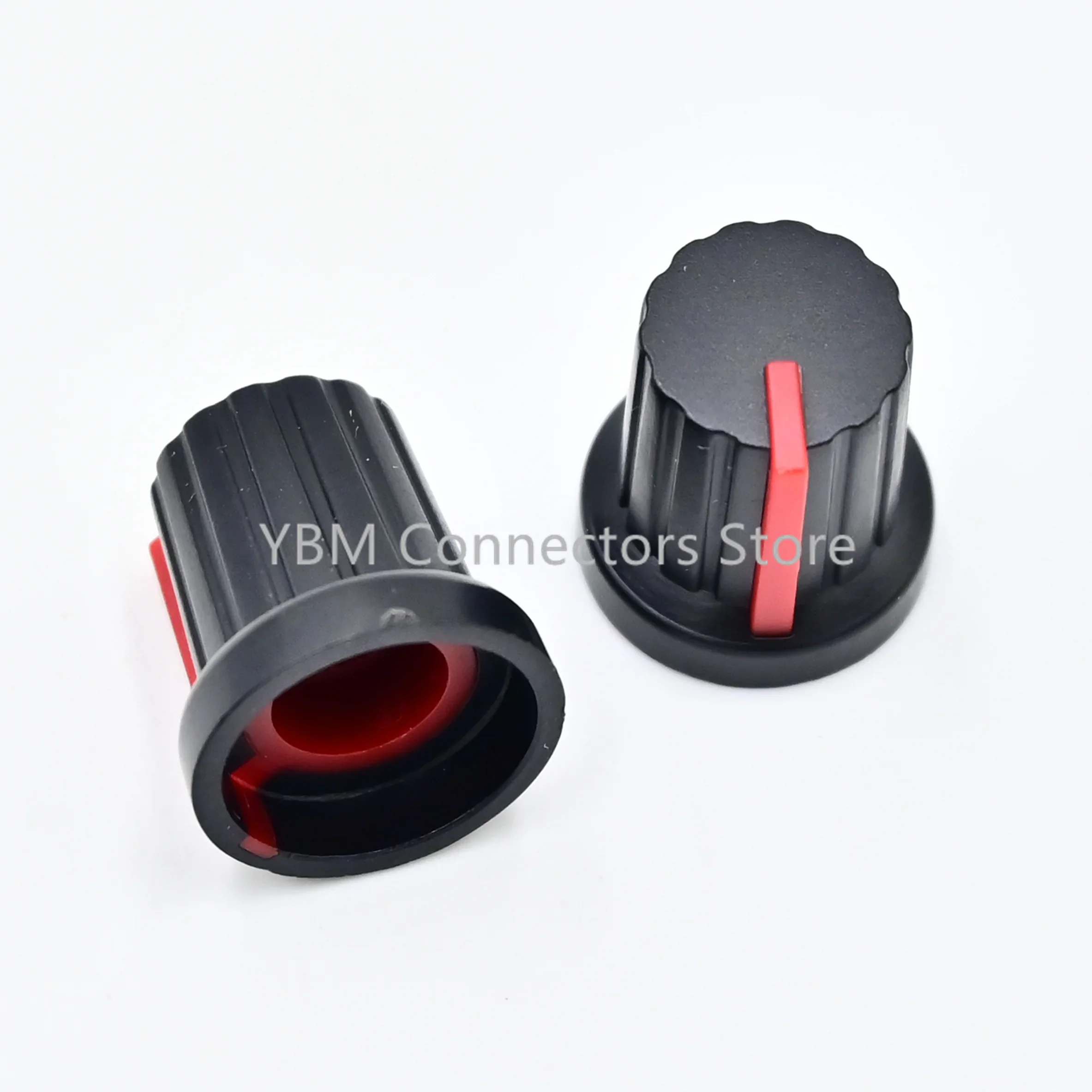 ¡10 piezas más nuevas! ! Gran oferta, tapas de perillas de potenciómetro moleteadas roscadas de plástico de 6mm de diámetro con orificio de eje - imagen 3