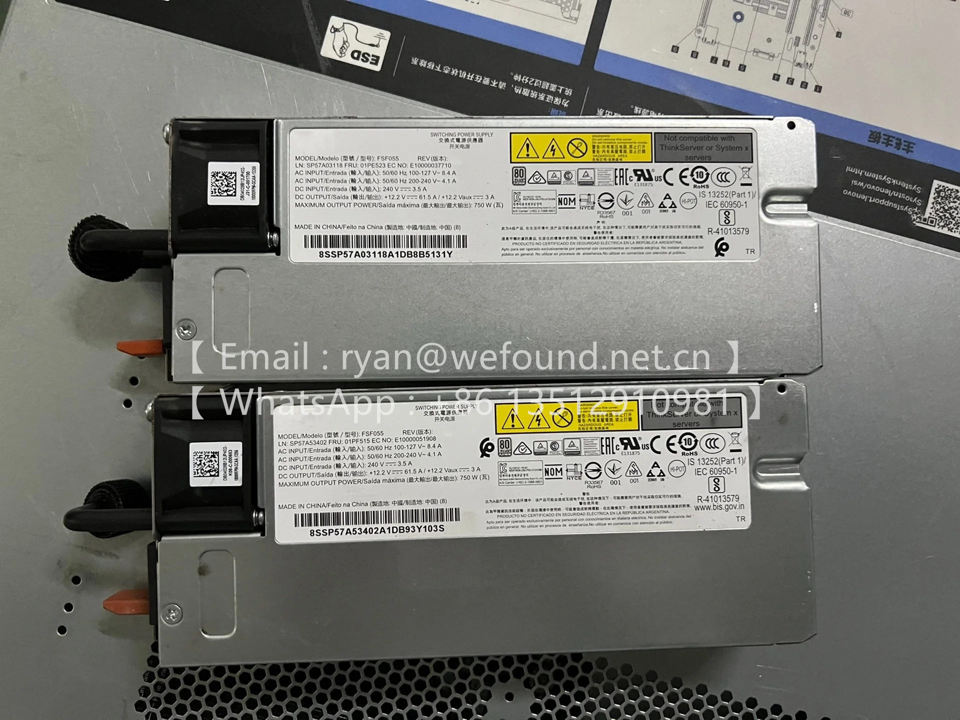 PARA Lenovo SR550 SR590 SR650 SR860 SR570 FUENTE DE ALIMENTACIÓN DEL SERVER, 750W 700- 014188 -1500 FSF055 - imagen 2