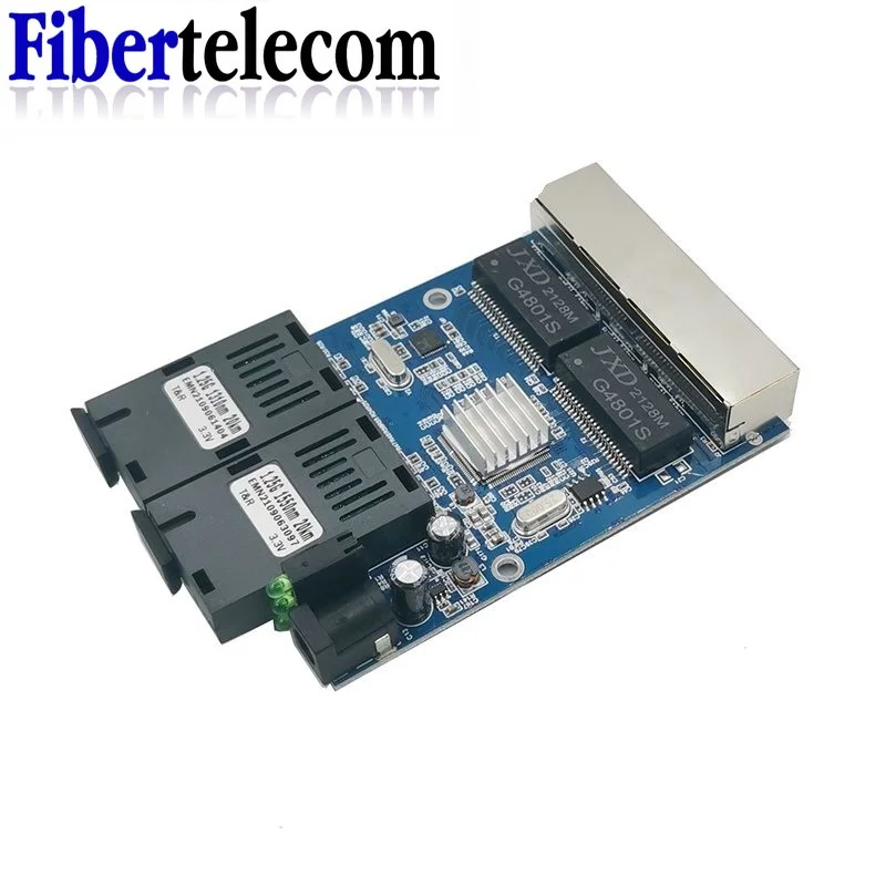 Conmutador de fibra 4 RJ45 UTP 2 SC Gigabit convertidor de medios ópticos de fibra 2SC 4 RJ45 2G4E placa Ethernet PCBA - imagen 2