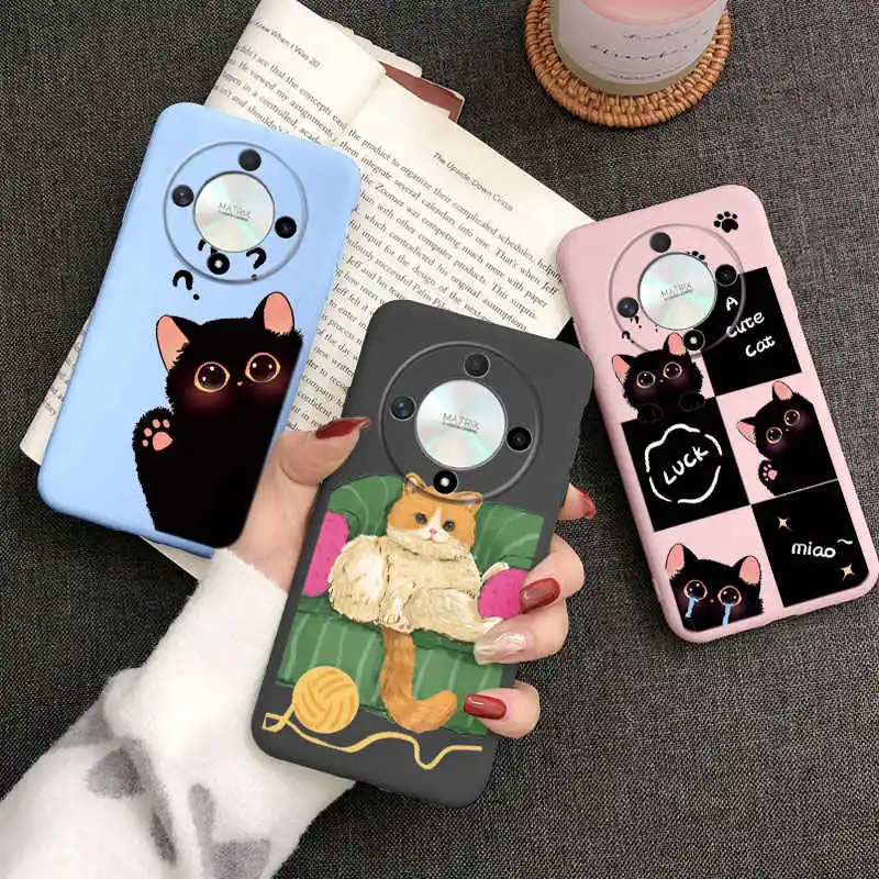 Funda de dibujos animados para Huawei Mate 20 Lite 20 Pro Nova 8i Honor 50 Lite Magic 4 5 6 LITE 5G X9 X9A X9B, carcasa suave con Gato bonito - imagen 3
