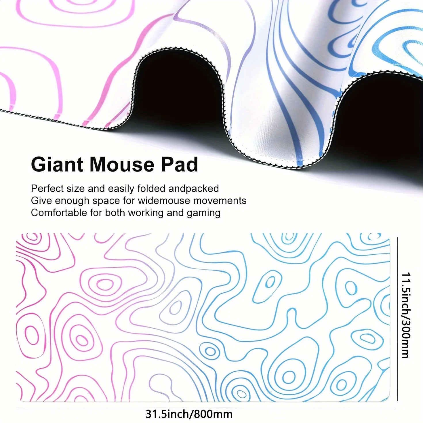 Alfombrilla de ratón grande para juegos, alfombrilla de ratón a rayas de campo colorida, extensión para teclado de ordenador, alfombrilla de escritorio, accesorios de escritorio para juegos de oficina - imagen 5