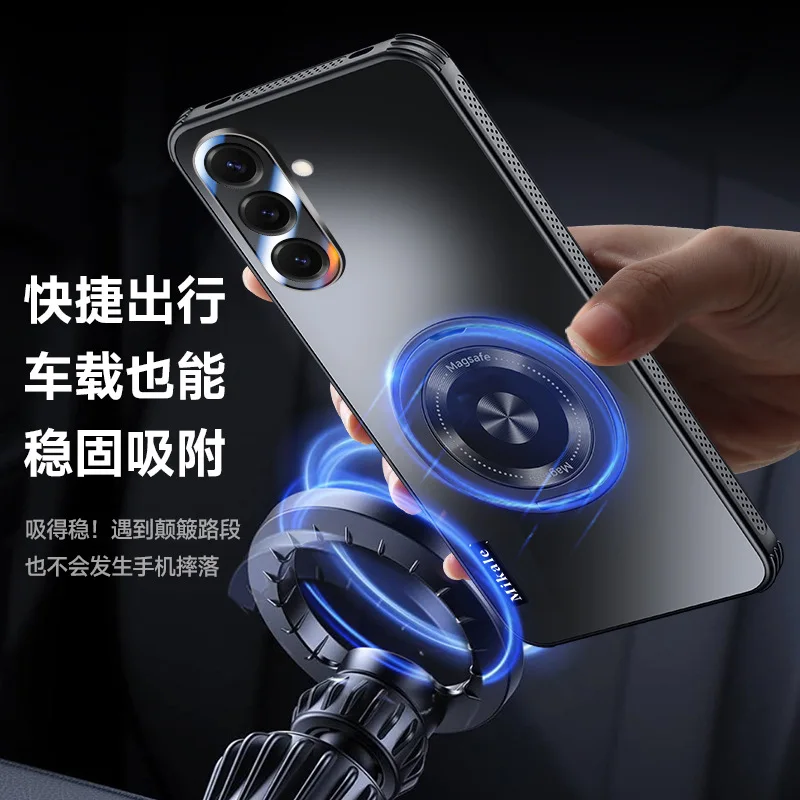 Funda rígida magnética Magsafe mate para Samsung S25 Ultra Plus, funda con soporte para anillo de cámara para Galaxy S 25 S25 + carcasa con soporte - imagen 3