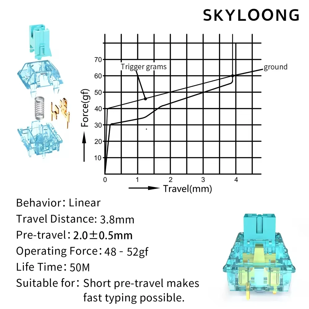 SKYLOONG interruptor Glacier silencioso Cucl2 interruptor mecánico 35 unids/set accesorios de teclado interruptor mecánico de 3 pines/5 pines - imagen 3