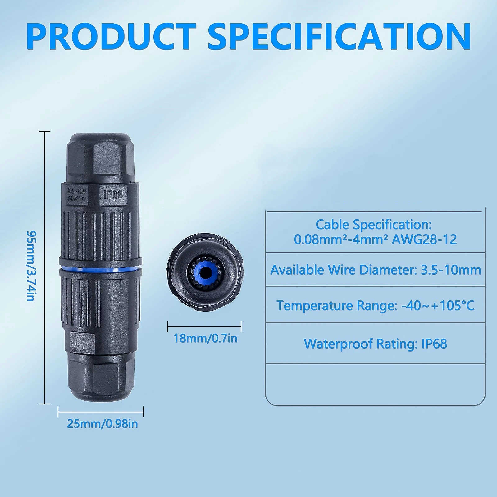 Conector de Cable eléctrico impermeable IP68, caja de conexiones para exteriores, 5 uds., conectores eléctricos de 3 vías para Awg 28-12, 1/2 Uds. - imagen 2