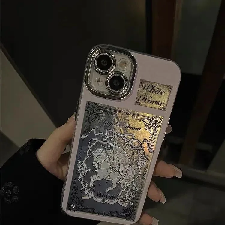 Funda de teléfono Vintage europea de caballo blanco para Xiaomi Redmi Note 14 13 12s 11s 10 9s 8 7 Pro Plus 5G cubierta trasera con textura de plumas