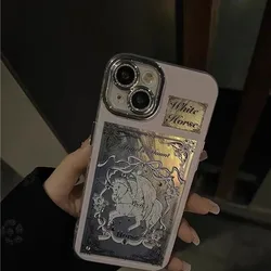 Funda Xiaomi Redmi Note Caballo Blanco Vintage Textura Plumas