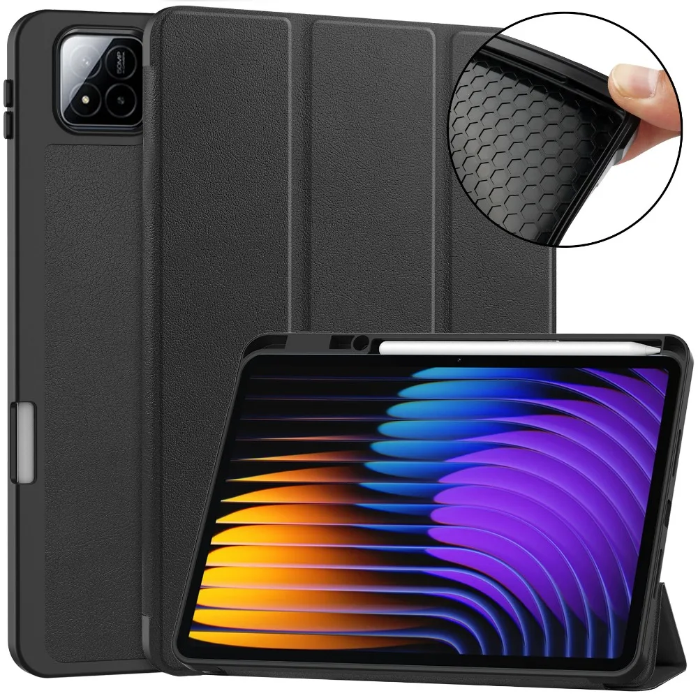 Para Xiaomi Pad 7 Pro 2024 Funda con soporte inteligente de cuero triple plegable magnético para Xiaomi Mi Pad 7 Pro Pad 7 Pro soporte para lápices Funda