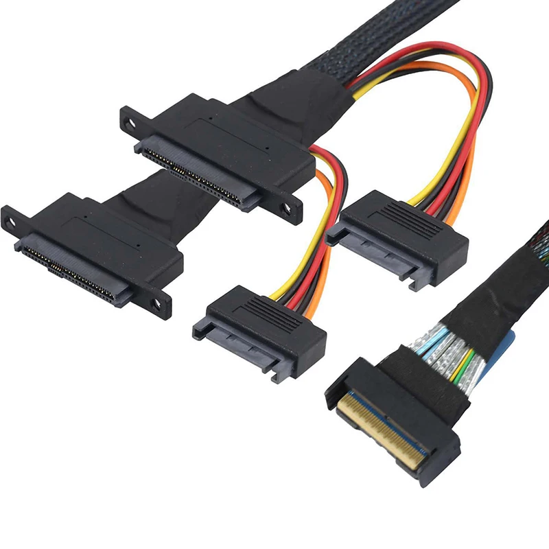 PCI-E Slimline 5.0 MCIO 8i 74 pines a 2X SFF-8639 + cable de alimentación SATA 15P con orificios para tornillos - imagen 5