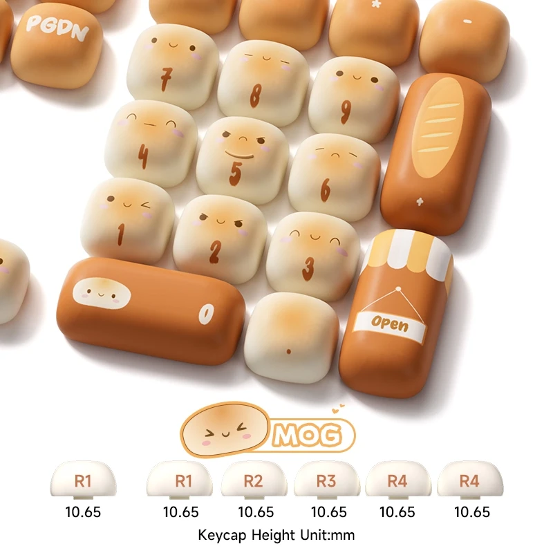 Akko Original lindo tema MOG/MOA/MAO perfil PBT Keycap Set 5 lados tinte-sub ANSI/ISO diseño chica Keycaps regalo redondo moño seta - imagen 4
