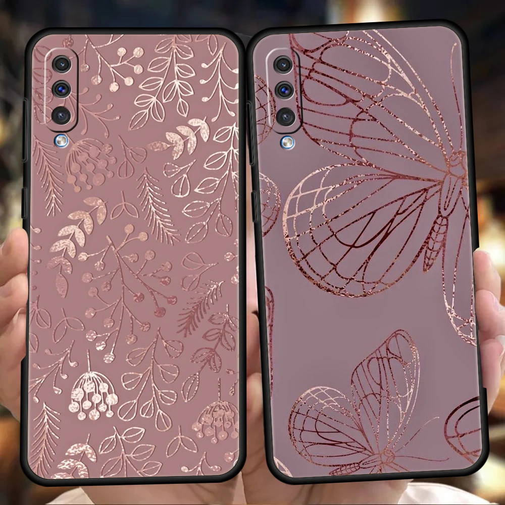 Funda de mármol rosa dorado a la moda para Samsung A56 A36 A26 A24 A16 A14 A12 A32 A50 A70 A22 A30 A40 A34 A54 A42 A52 A04s A06 5G