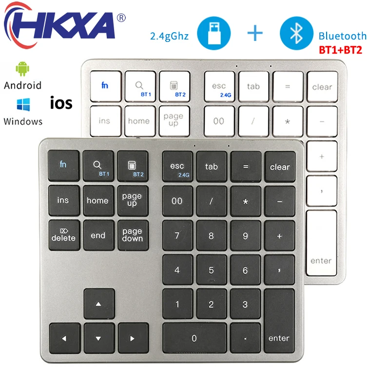 Teclado numérico Bluetooth 2,4G, teclado numérico inalámbrico ultrafino, teclado numérico recargable por USB para teclado Digital de ventana IOS y Android