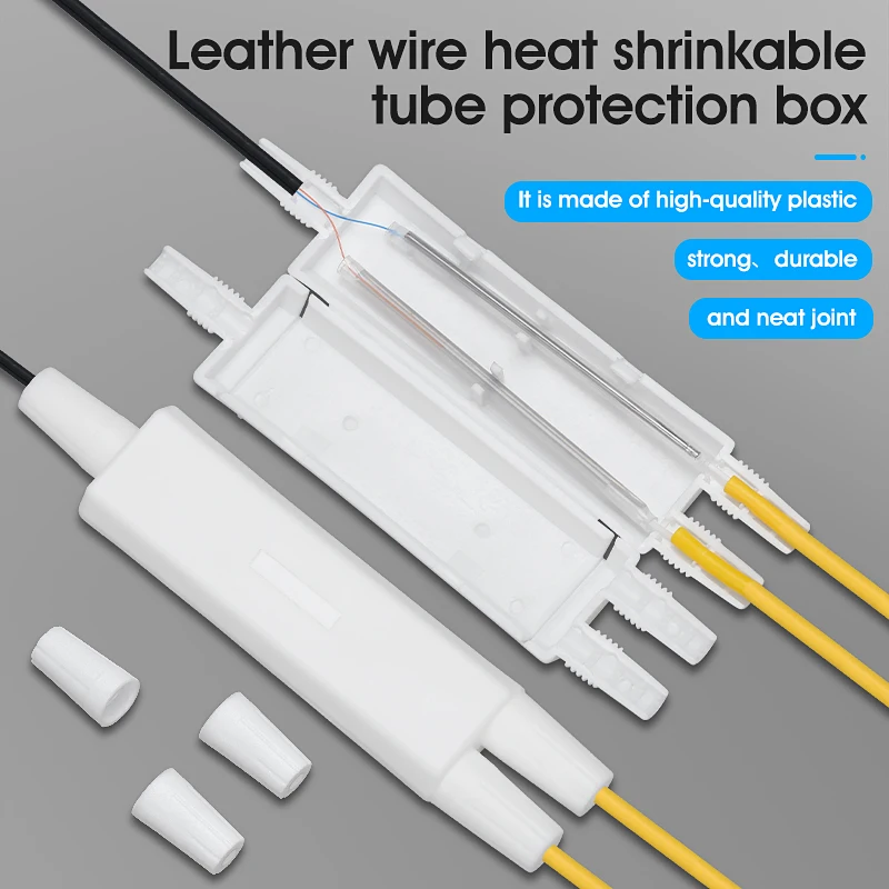 100 Uds 1 en 2 salida caja de protección de fibra óptica Cable de cuero Cable óptico Tubo termorretráctil caja protectora aislante de plástico