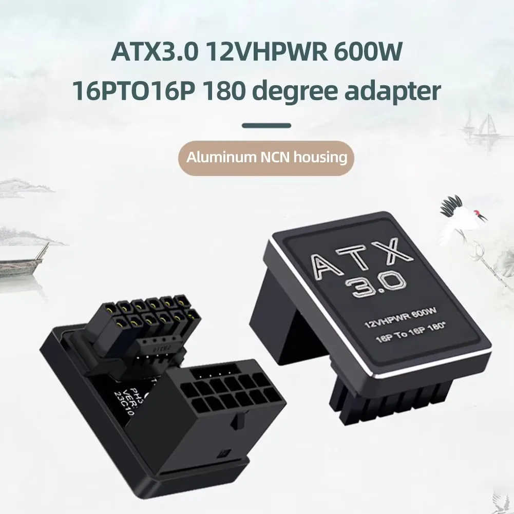 Tarjeta gráfica PCIe5.0 RTX4090, adaptador de Cable de alimentación de 600W ATX3.0 12VHPWR 12 + 4 pines macho a hembra, conectores de giro de 180 grados - imagen 2