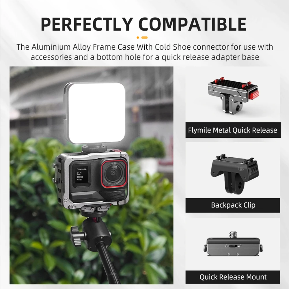 Caja de aluminio con soporte de zapata fría, marco protector de cámara con jaula metálica para cámara Insta360 Ace Pro 2 - imagen 5