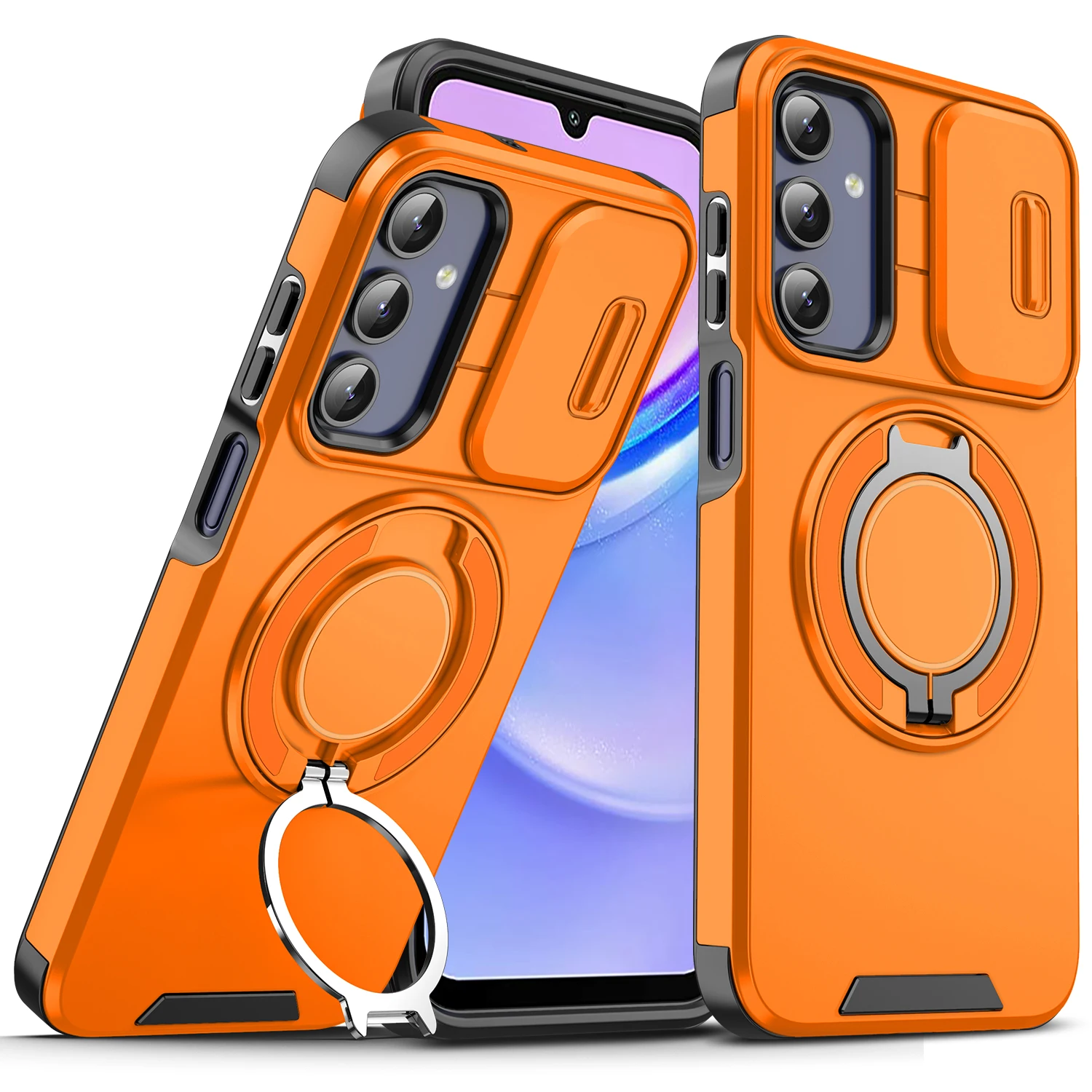 Funda de teléfono magnética con soporte de anillo a la moda para Samsung S25 Ultra S24 Plus S23 S22 A16 A26 A36 cubierta protectora de cámara a prueba de golpes