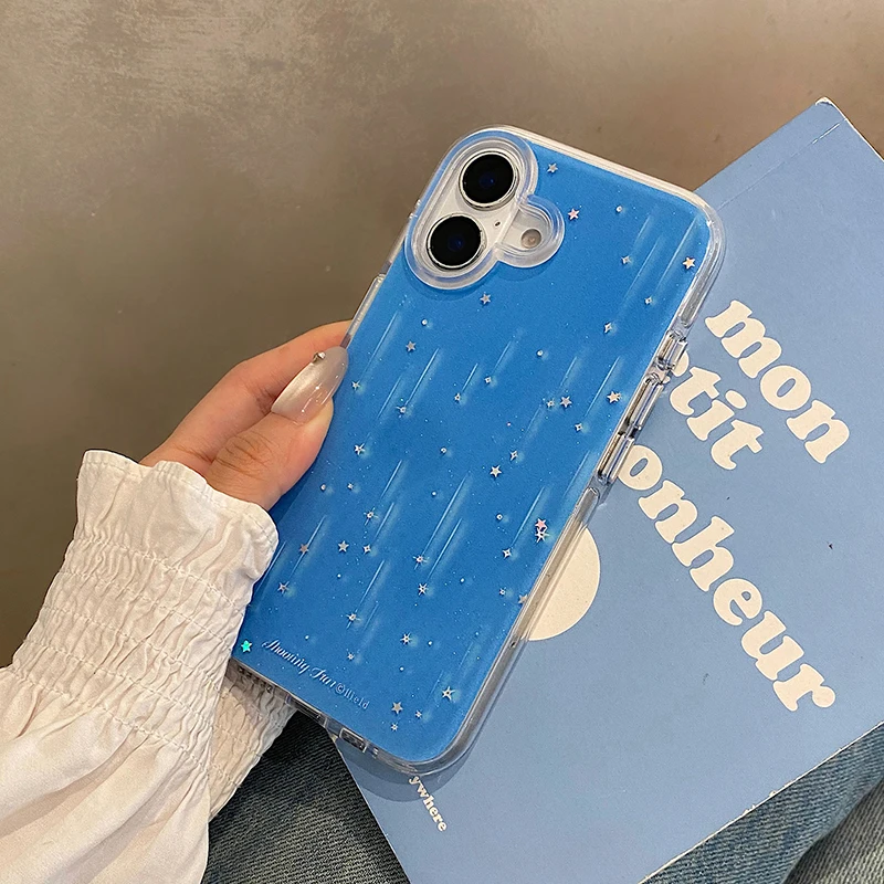 Funda de parachoques a prueba de golpes con purpurina brillante de lluvia de meteoritos a la moda para iPhone 16 15 14 13 12 Pro Max - imagen 5