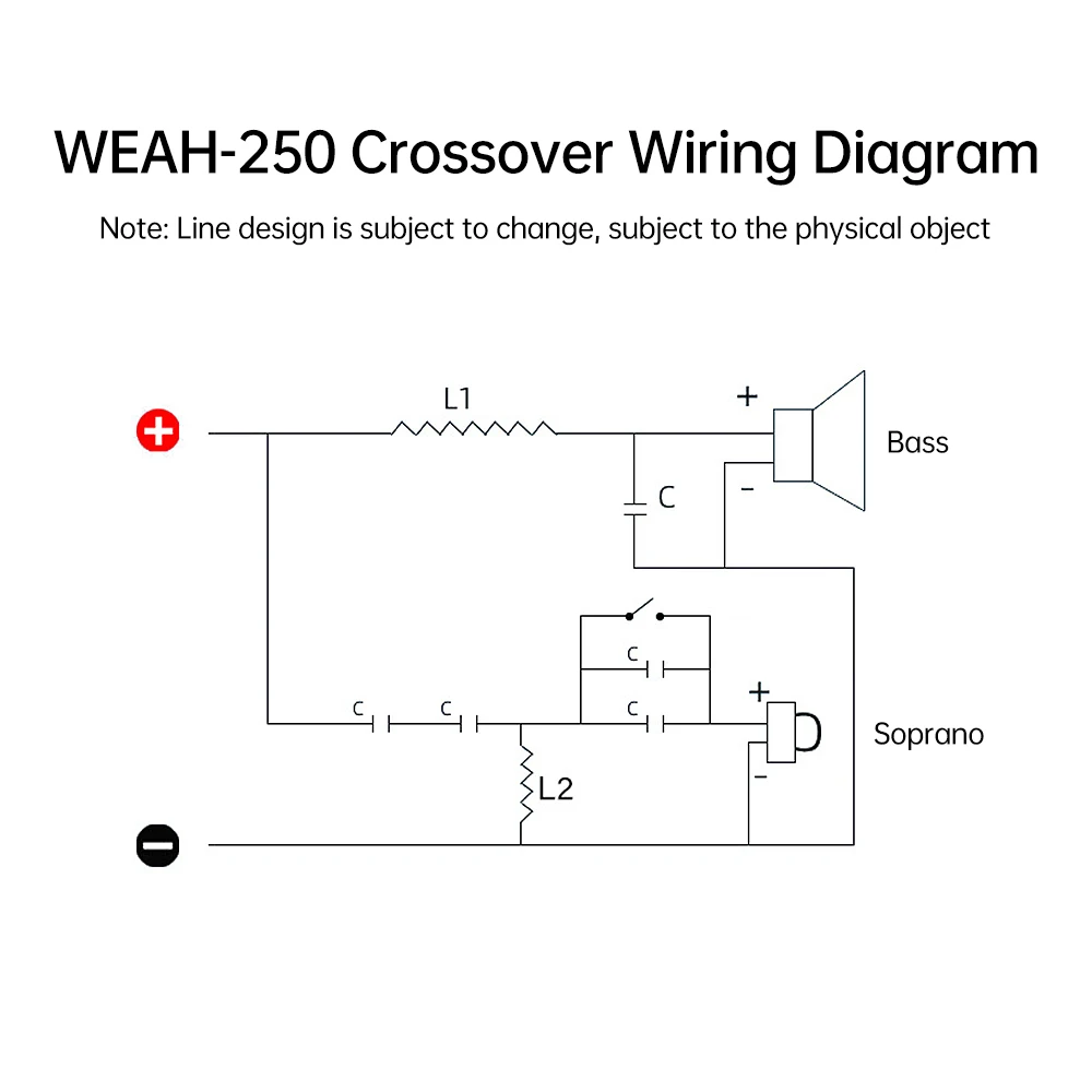 WEAH-250 Crossover de Audio bidireccional alto-bajo 2750Hz/2800Hz Placa de filtro cruzado de calidad de sonido HiFi ajustable para reequipamiento de altavoces - imagen 5