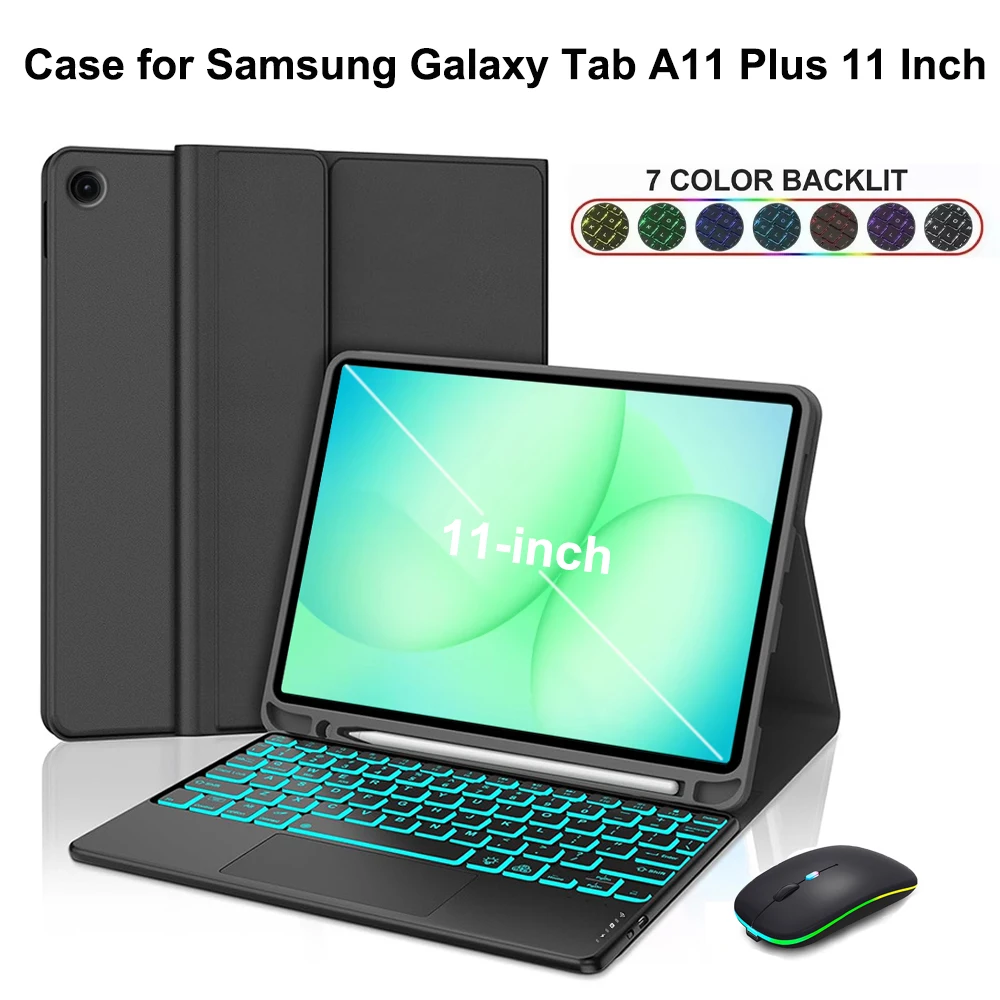 Funda para Samsung Galaxy Tab A11 Plus de 11 pulgadas, funda de teclado Bluetooth desmontable para Samsung Tab A11+ SM-X230/235/236B/310/315 - imagen 2