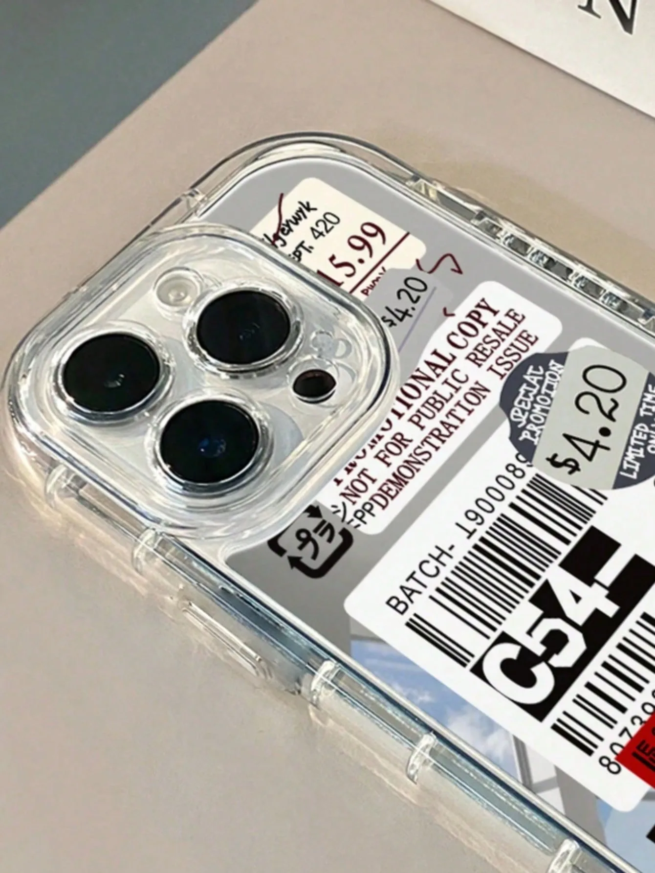 1 funda de teléfono con etiqueta C54 Lucky Mirror para iPhone 17AIR 11 12 13 14 15 16 17Pro Max Plus anillo de lente anticaída funda dura de 1,5mm - imagen 3