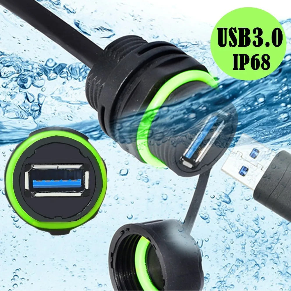 Panel de chasis USB 3,0 resistente al agua IP68 M20 tipo A macho hembra Cable de datos de carga extendido impermeable y a prueba de polvo 1m - imagen 3