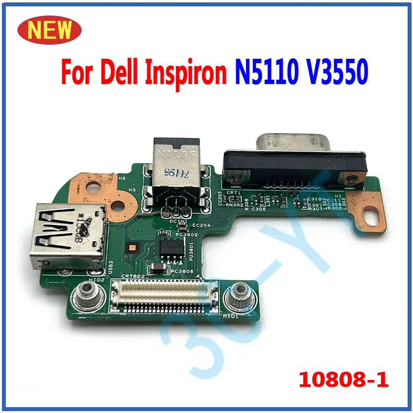 Placa de alimentación de CC para portátil Dell Inspiron N5110, V3550, VGA, USB, pequeña, 10808, 1 unidad