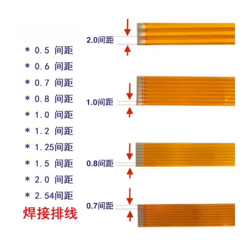 5 uds FFC FPC cable plano flexible 2,0 MM 3/4/5/6/7/8/9/10/12/14/16/18/20 pines