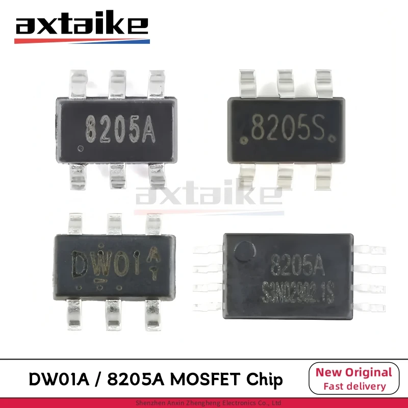 20 piezas DW01 DW01A 8205A 8205S SOT23-6 TSSOP-8 SMD 6A 20V doble canal N mejora potencia MOSFET Chip SMD protección de batería IC