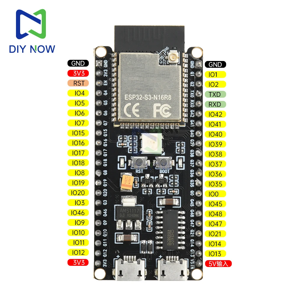 ESP32-S3-N16R8 2,4 GHz wifi Bluetooth 5,0 placa de desarrollo ESP32-DevKitC-1 placa de desarrollo de núcleo interfaz Micro USB tipo C - imagen 5