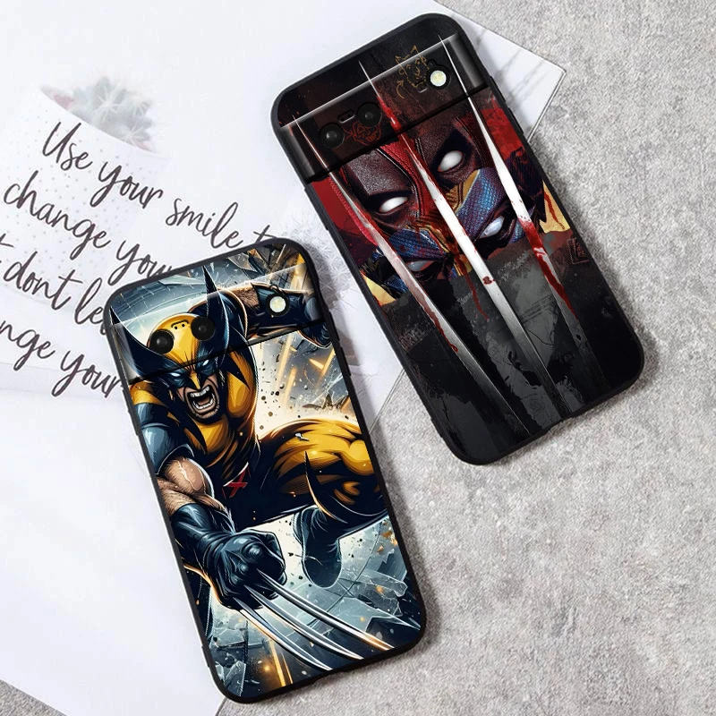 Marvel Wolverine Deadpool Love para Google Pixel 9 8 7A 7 6A 6 5A 5 4 4A XL 5G funda de teléfono suave de silicona negra a prueba de golpes - imagen 2