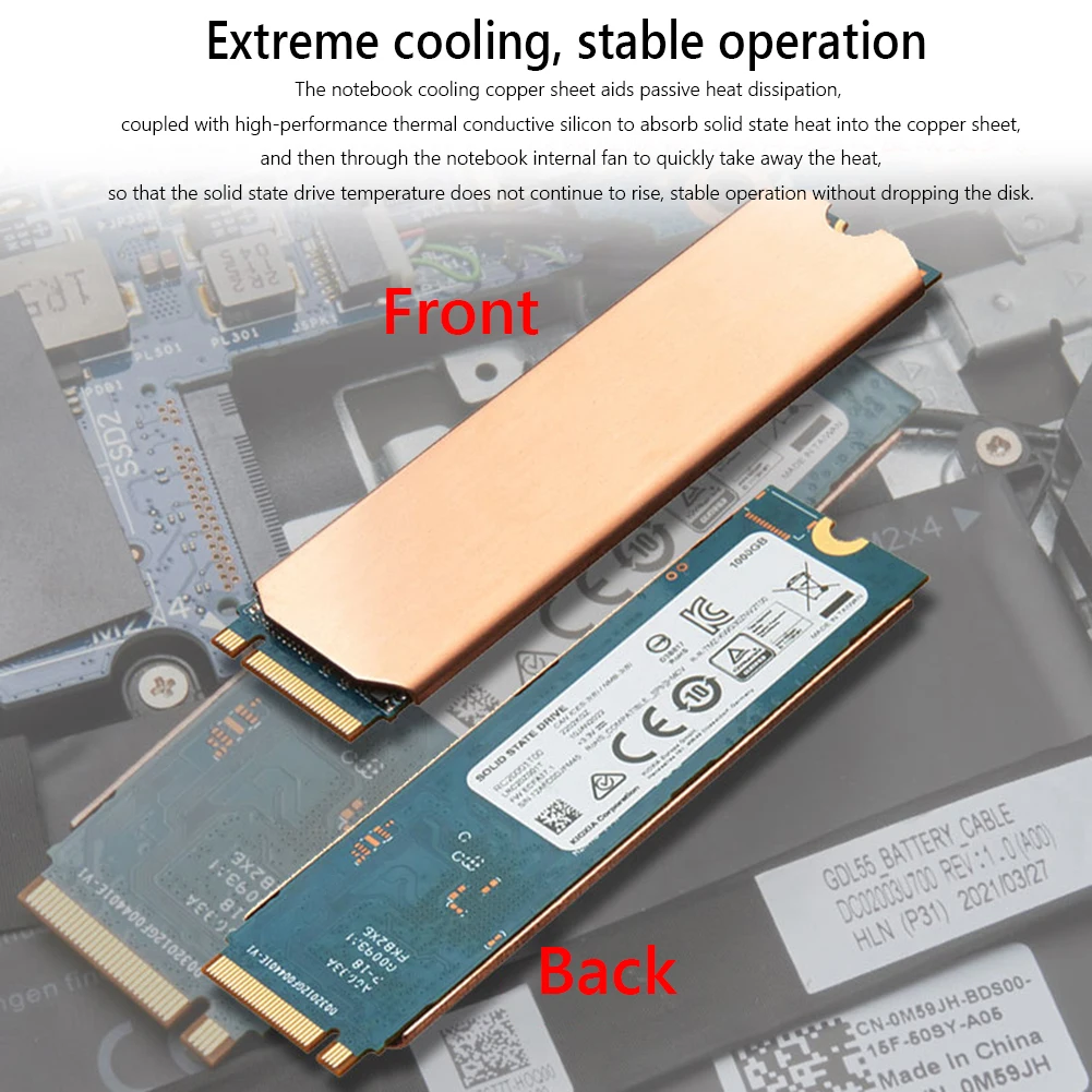 Disipador de calor M.2 SSD, radiador de disco de estado sólido con almohadilla de silicona térmica para NVME M2 NGFF M.2 2242 2280 PCIe SSD - imagen 3