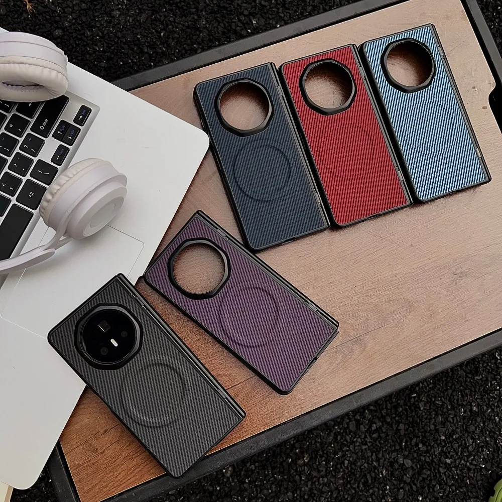 Para Huawei Honor Magic V5 funda dura de fibra de carbono magnética MagSafe funda protectora trasera para Honor Magic V5 V3 carcasa de teléfono - imagen 3